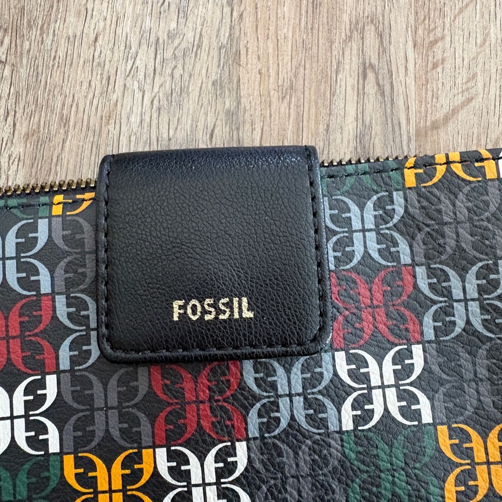 Fossil Black Multicolor Patterned Wallet - image 2